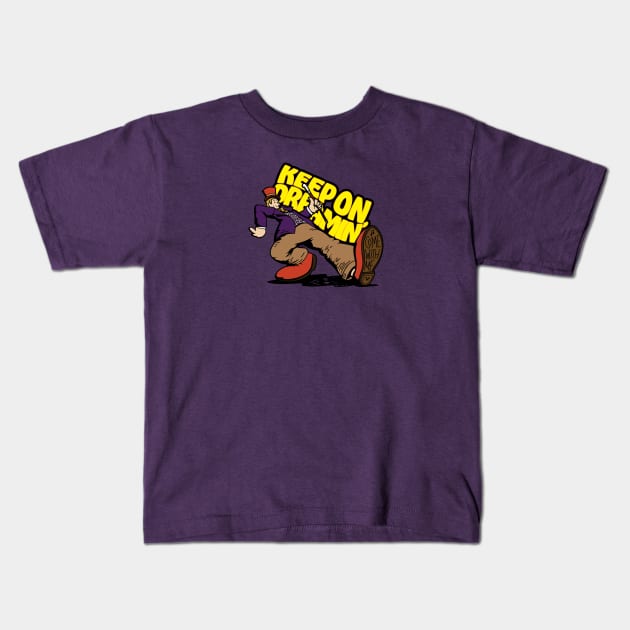 Keep On Dreamin' - Willy Wonka (Purple) Kids T-Shirt by jepegdesign